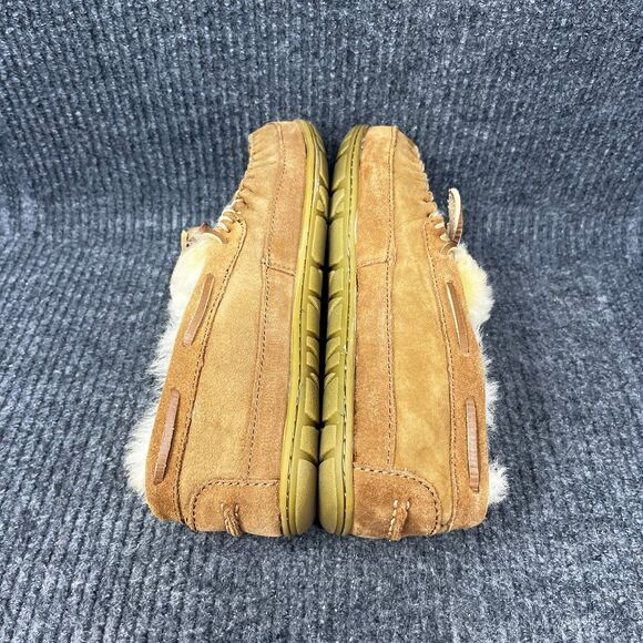 L.L. Bean Wicked Good Slippers Suede Rubber Sole Shearling Moccasin Men 8 Wide - Picture 5 of 8